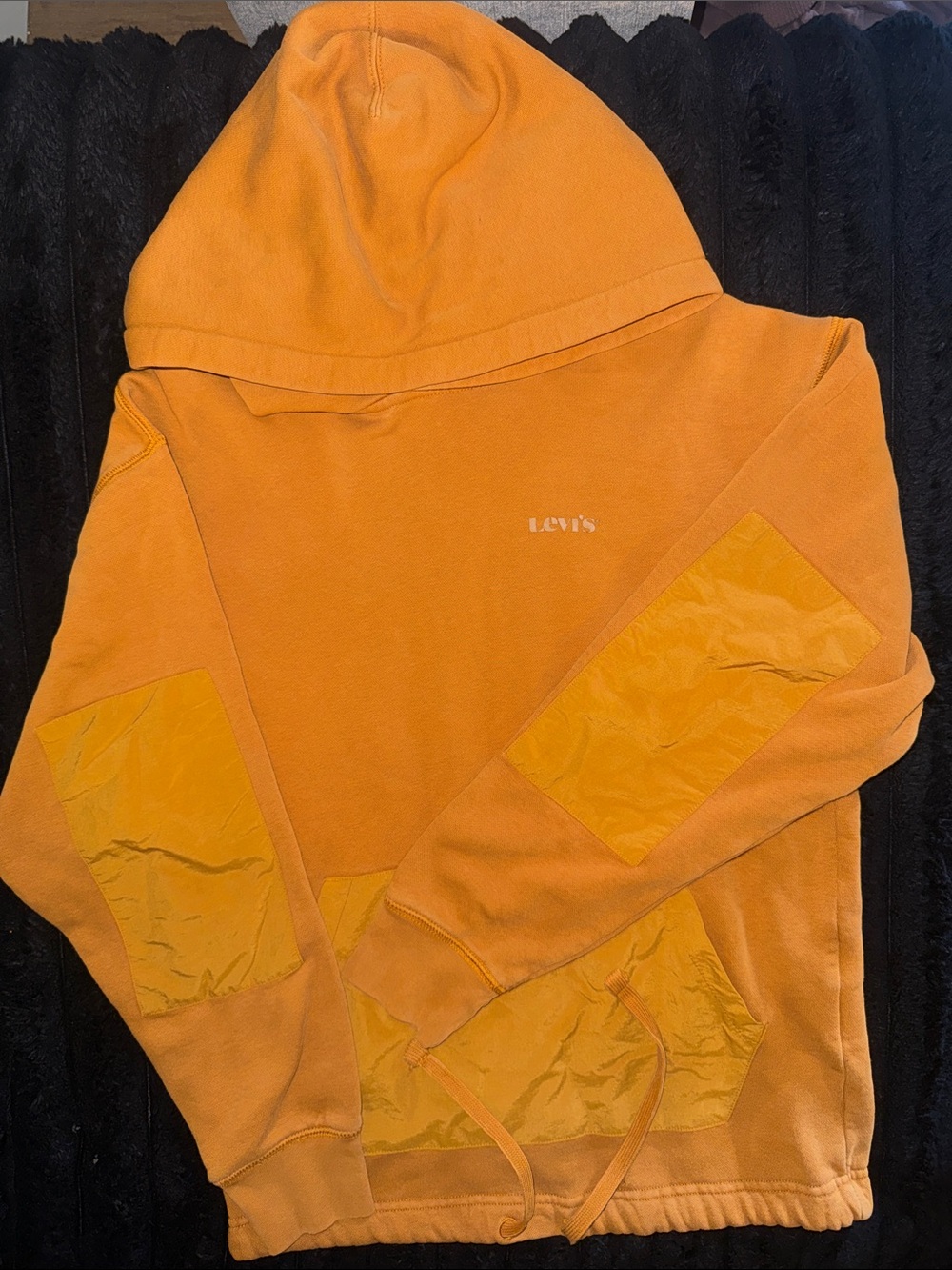 Levi's Men's mustard Orange Crewneck Hoodie with Elbow Patches